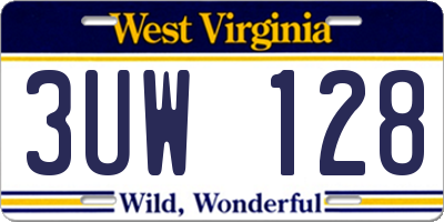 WV license plate 3UW128