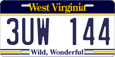 WV license plate 3UW144