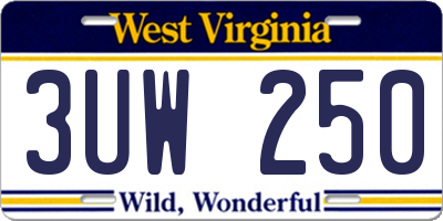 WV license plate 3UW250