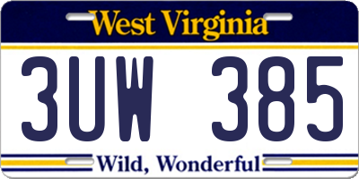 WV license plate 3UW385