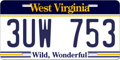WV license plate 3UW753