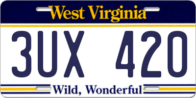 WV license plate 3UX420