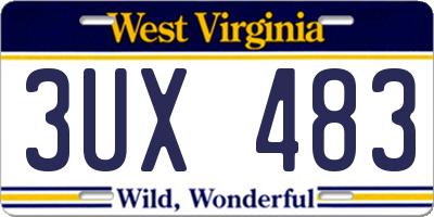 WV license plate 3UX483