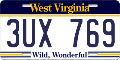 WV license plate 3UX769