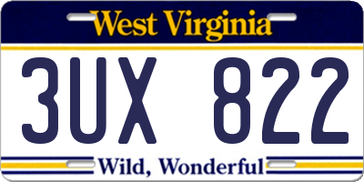 WV license plate 3UX822
