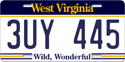 WV license plate 3UY445
