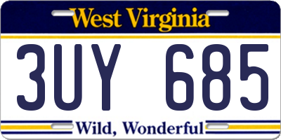 WV license plate 3UY685
