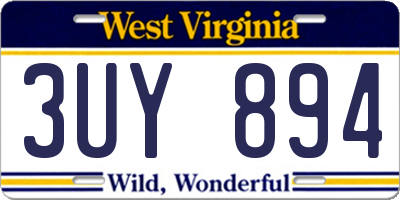 WV license plate 3UY894