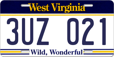 WV license plate 3UZ021