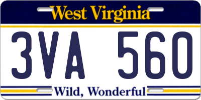 WV license plate 3VA560