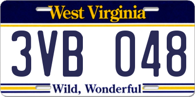 WV license plate 3VB048