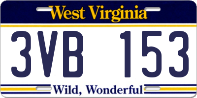 WV license plate 3VB153