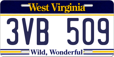 WV license plate 3VB509