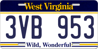 WV license plate 3VB953
