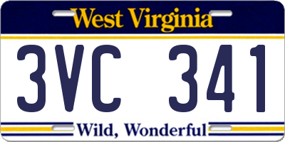 WV license plate 3VC341