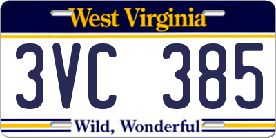WV license plate 3VC385