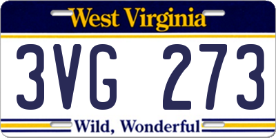WV license plate 3VG273