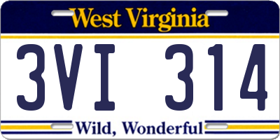 WV license plate 3VI314