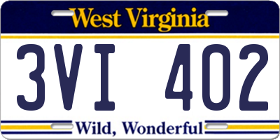 WV license plate 3VI402