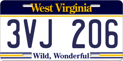 WV license plate 3VJ206