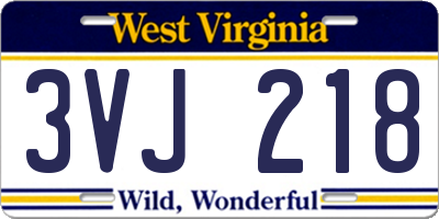 WV license plate 3VJ218