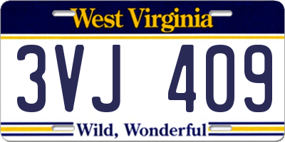 WV license plate 3VJ409