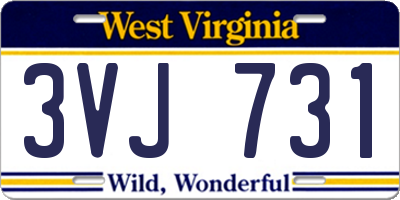 WV license plate 3VJ731