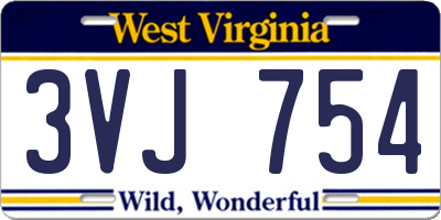 WV license plate 3VJ754