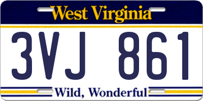 WV license plate 3VJ861
