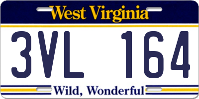 WV license plate 3VL164