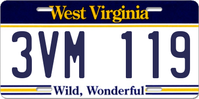 WV license plate 3VM119