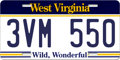 WV license plate 3VM550
