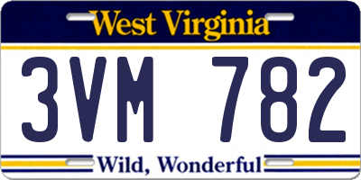 WV license plate 3VM782