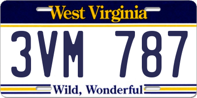 WV license plate 3VM787