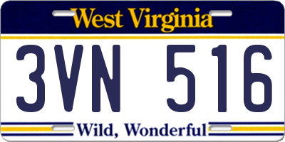 WV license plate 3VN516