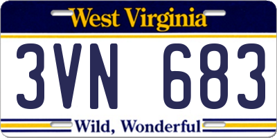 WV license plate 3VN683