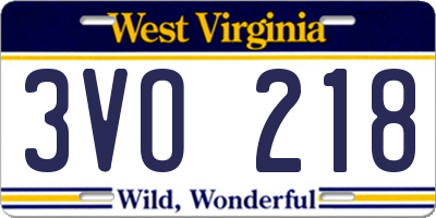 WV license plate 3VO218