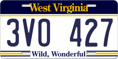 WV license plate 3VO427