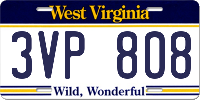 WV license plate 3VP808