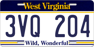 WV license plate 3VQ204