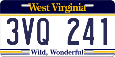 WV license plate 3VQ241