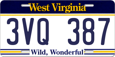 WV license plate 3VQ387