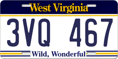 WV license plate 3VQ467