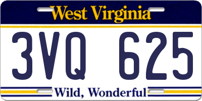 WV license plate 3VQ625