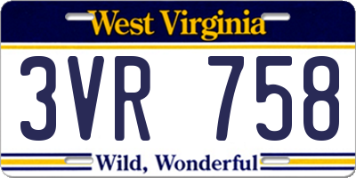 WV license plate 3VR758