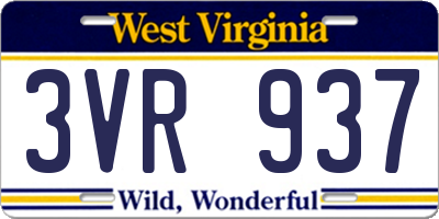WV license plate 3VR937