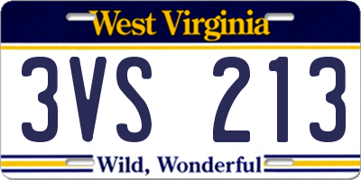 WV license plate 3VS213