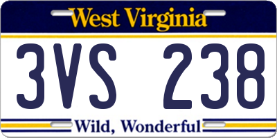 WV license plate 3VS238