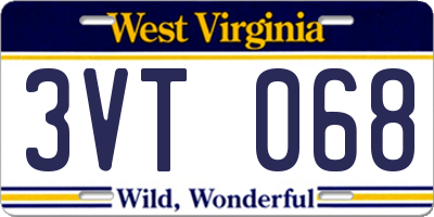 WV license plate 3VT068