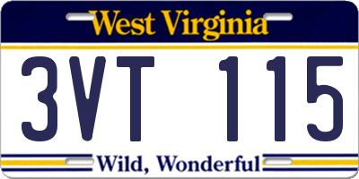WV license plate 3VT115